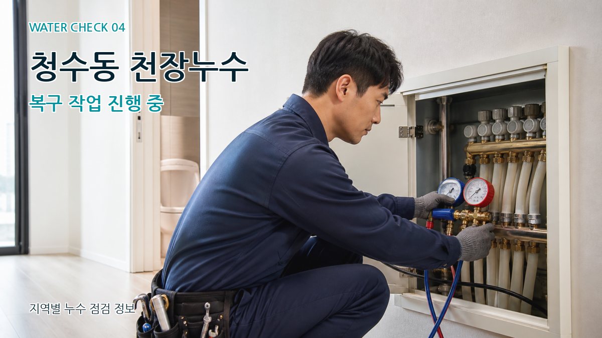 청수동 천장누수 복구 작업 진행 중